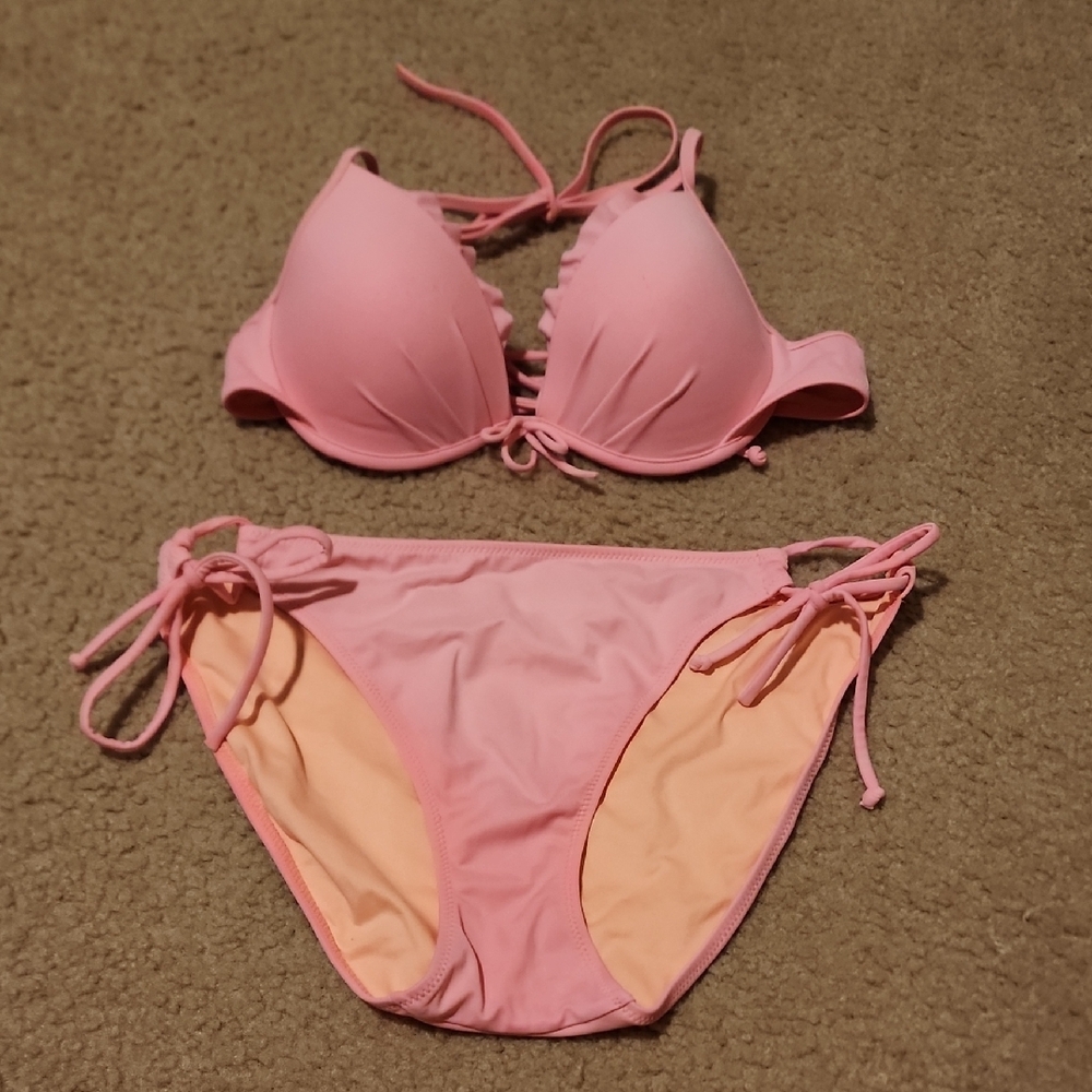 Pink and Peach Bikini Set